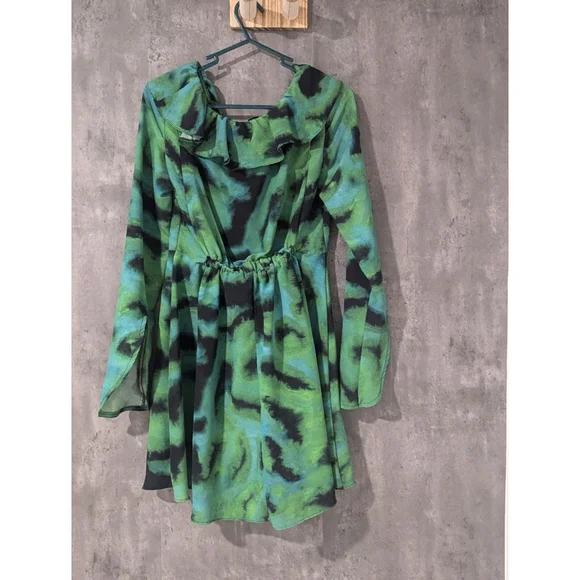 Women's Topshop Green & Black Tie dye Dress Size US 6 - Picture 4 of 8